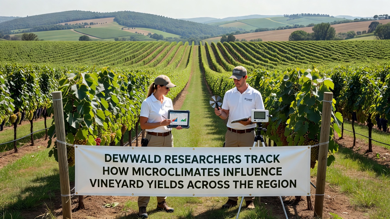 Close-up of microclimate data dashboard showing temperature and humidity gradients across Dewwald vineyard blocks